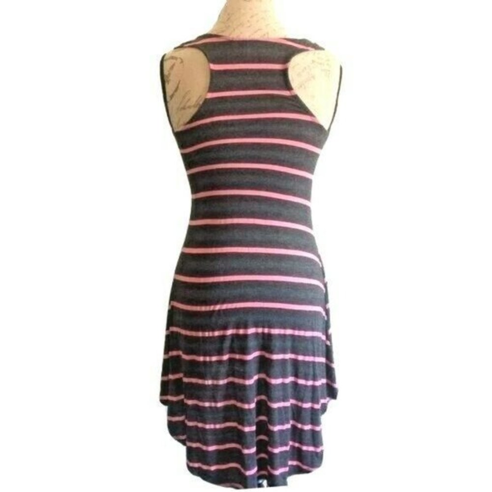 Monteau Los Angeles Women's Sleeveless Gray Pink Stripes Dress Size Small Skater - Picture 2 of 12